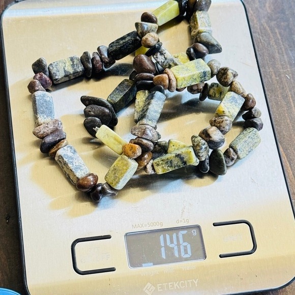 VTG Estate Primitive Necklace Turquoise Yellow green Beads Natural 146gm 26" - Picture 8 of 9